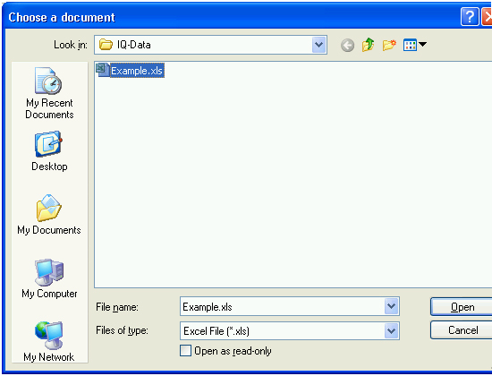 Open file - import of external formats 샘플화면